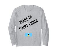 Hecho en Santa Lucía con Bandera Divertida Manga Larga