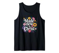 Hecho nuevo en Cristo, diseño floral de renovación de fe cristiana Camiseta sin Mangas