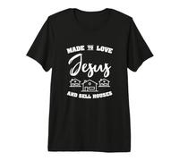 Hecho para amar a Jesús y Vender Casas Creencia Agente inmobiliario Cristiano Camiseta Premium