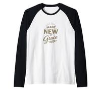 Hecho por Grace Christian Faith Bible Versos bendecidos Jesús Camiseta Manga Raglan