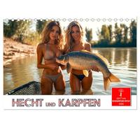 Hecht und Karpfen (Tischkalender 2026 DIN A5 quer), CALVENDO Monatskalender: Atemberaubende Fotos von starken Anglerinnen mit großen Fischen.