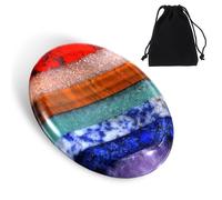 Hecila - Piedra de cristal para el pulgar, 7 cristales de chakra, piedra de bolsillo natural pulida, piedra preciosa Reiki tallada, accesorio de meditación para equilibrar los chakras de energía