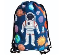 HECKBO bolso de gimnasia para niños con motivos espaciales de astronauta unisex - Jardín de infancia, guardería, viajes, deportes - adecuado como bolsa de gimnasia, mochila, bolsa de juego (negro)