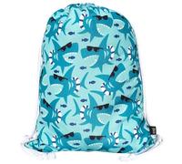 HECKBO bolso de gimnasia para niños con tburón con gafas - Jardín de infancia, guardería, viajes, deportes - adecuado como bolsa de gimnasia, mochila, bolsa de juego