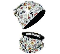 HECKBO gorro y braga infantil superhéroe reflectante elástico 2-8 años ideal para deporte parque y ocio 48-54 cm