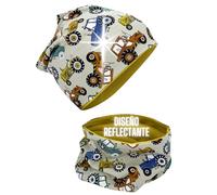 HECKBO Gorro y Braga Infantil Tractor - Reflector 360° - Transpirable - 2-8 años - Perfecto para jardín, campo y días activos (48-54 cm)