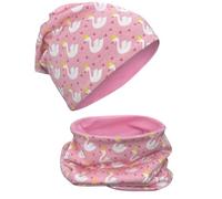 HECKBO Juego de buff y gorro de invierno para niños Cisne -2 a 6 años - Gorro 95% algodón con forro polar - otoño primavera invierno - material elástico, suave y fácil de cuidar - niños/as