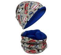 HECKBO Set Beanie & Bufanda Tubular Policía - 2-8 Años - Forro Polar Interior - 95% Algodón - Look para Niños y Niñas (48-54 cm)