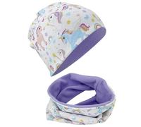 HECKBO Set Beanie & Bufanda Tubular Unicornio - Forro Polar - 2-8 Años - Algodón Suave - Lavable - Para Días Fríos (48-54 cm)