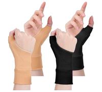 Heclia Guantes de compresión para pulgar, 2 pares de muñequeras elásticas para artritis, guantes sin dedos, con almohadilla de gel para tendinitis, síndrome del túnel carpiano, reposamuñecas