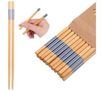 Heclia Juego de 10 pares de palillos bambú antideslizantes chinos reutilizables aptos para lavavajillas, palillos madera para comedor en casa, en caja papel color madera