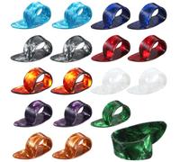 Heclia Juego de 12 púas de dedo para guitarra, bajos, pulgares, pulgar, palillos planos de celuloide, protector de dedos para guitarra acústica, ukelele, estilo de dedo