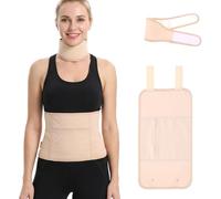 Heclia Paquete de 2 unidades de aceite de ricino reutilizable de algodón orgánico de compresión para estómago y cuello con banda elástica ajustable, impermeable, antifugas, correa elástica, algodón de