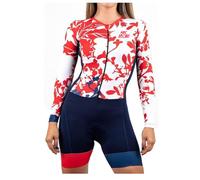 HECLOK Mono Ciclismo Mujer Manga Larga Transpirable - Body Triathlon Combinado Bici y Carrera para Carretera, Mono Integral Una Pieza | Badana Profesional | Tejido Elástico Secado Rápido (Set-13,x_l)