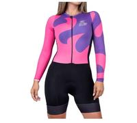 HECLOK Mono Ciclismo Mujer Manga Larga Transpirable - Body Triathlon Combinado Bici y Carrera para Carretera, Mono Integral Una Pieza | Badana Profesional | Tejido Elástico Secado Rápido (Set-6,6x_l)