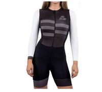 HECLOK Mono Ciclismo Mujer Manga Larga Transpirable - Body Triathlon Combinado Bici y Carrera para Carretera, Mono Integral Una Pieza | Badana Profesional | Tejido Elástico Secado Rápido (Set-8,4x_l)