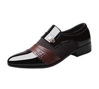 Hecotylus Zapatos Oxfords para hombre, puntiagudos, brillantes, zapatos de negocios, formal, mocasines de piel Derby para hombre, mocasines inteligentes casuales para exteriores, para caminar, desfile