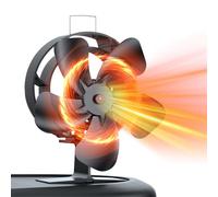 HECUSAM Ventilador para Estufa de Leña con termómetro, ventilador oscilante de 60° con 5 aspas, funcionamiento térmico y silencioso (sin electricidad) para estufas de Gas/Leña