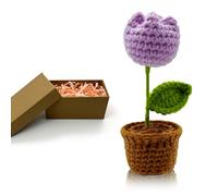 HeDaKang Regalos Mujeres Flores de ganchillo - Día de la Madre Cumpleaños para familias, amigos, colegas Hecho a mano Tulipán Planta Artificial Salón Oficina Coche Decoración..