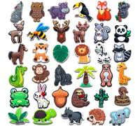 Hedbitoyo 20 35 dijes de decoración de zapatos de animales de la selva para decoración de zuecos, sandalias de animales de safari, accesorios para niños, niñas, adolescentes, hombres, mujeres, adultos, recuerdo de fiesta, Metal no precioso., No es una piedra preciosa