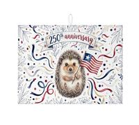 Hedgehog - Alfombrillas de secado de platos para encimera de cocina, color rojo floral, absorbente para escurreplatos, almohadilla de secado de microfibra de verano para cocina, café, protector de