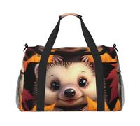 Hedgehog Among Leaves - Bolsa de viaje compacta resistente al agua para deportes, gimnasio y fin de semana para hombres y mujeres