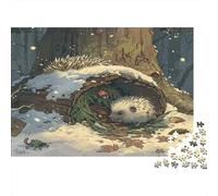 Hedgehog en Invierno Log Home Vida Silvestre Rompecabezas Puzzle 1000 Piezas, Juego Familiar, Decoración del Hogar, para Adultos 38x26cm/1000pcs