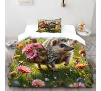 Hedgehog Flors Funda Edredon 2 Piezas con Impresión En 3D Animal Theme con 1 Fundas De Almohada Single(135x200cm) 100% Microfibra Juego De Cama para para Niñosy Hombres