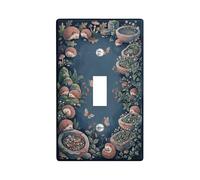 Hedgehog - Placa de cubierta de interruptor de luz individual para baño, diseño de mariposa, hongo, primavera, color azul oscuro, plástico, tamaño estándar, placas de interruptor de pared, detalles