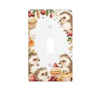 Hedgehog - Placa de cubierta para interruptor de luz, diseño de magdalenas juguetonas y fresas, color marrón, tamaño estándar, para decoración del hogar, sala de estar, dormitorio, baño (individual)