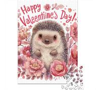 Hedgehog Valentine's Day Card Rompecabezas Imposible,desafío para Adultos Entretenimiento Creativo 1000 Piezas Obra De Arte De Juego De para Adultos, Regalos A Partir De 14 Años 70x50cm/1000pcs