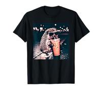 Hedgehog Wearing Sunglasses Drinking Iced Coffee City Night Camiseta