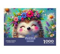 Hedgehog with Lantern in Floral Forest Piezas Cortadas con Precisión Cartón Ecológico, Ideal para Reducir Estrés Y Calma Mental En El Día A Día 52x38cm/1000pcs