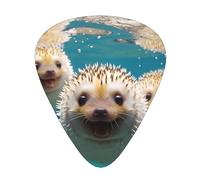 Hedgehogs in the Water - Paquete de 12 púas de guitarra con caja de almacenamiento organizadora, púas de material ABS para guitarra acústica y eléctrica, 3 opciones de grosor