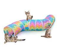 Hedgeink Túnel para Gatos en Forma de S con Pelota de Juguete - Túnel Plegable para Mascotas & Cueva Peekaboo para Gatos, Conejos, Cobayas y Hurones