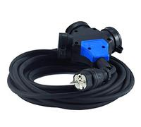 Hedi. Alargador 25 m. cable de goma de neopreno 3G2,5, color negro, IP44. Con cabezal suspendido con 3 tomas.