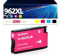 HEDIR Cartuchos de Tinta 962XL compatibles con HP Paquete Combinado de Cartuchos de Tinta 962xl compatibles con impresoras HP Officejet Pro 9015e 9015 9010 9018e 9025e (K, C, M, Y),M-962XL
