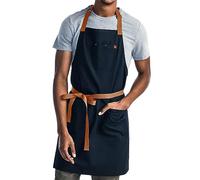 Hedley & Bennett Delantal esencial azul medianoche, delantal de chef profesional con bolsillos y correa ajustable para cocinar y asar, delantales de cocina para hombres y mujeres, azul medianoche,