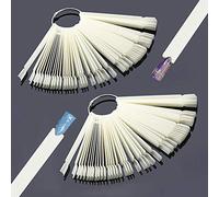 Hedmedum 100pcs Abanico de uñas Blanco Mostrador Display Exhibidor de Plástico en Anillo Muestras Postizas Prácticas para Gel (blanco)