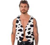 Hedmy Chaleco de Vaqueros de Rodeo Western para Hombre Chaleco Franela con Estampado de Vaca Disfraz de Cowboy Pistolero Juego de Rol S-4XL A Negro L