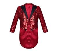 Hedmy Chaqueta Brillante de Fiesta para Niños Blazer Lentejuelas de Esmoquin con Solapa y Botones Cruzados Chaqueta de Mago 5-14 Años borgoña 5-6 años