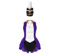 Hedmy Disfraz Majorette de Banda para Niñas Maillot de Gimnasia Rítmica Circo con Sombrero de Plumas Disfraz de Cascanueces Circo Ringmaster Costume 5-16 Años Morado 13-14 años