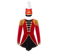 Hedmy Disfraz Majorette de Tambor para Niñas Disfraz Cascanueces Soldadito de Plomo con Sombrero de Banda de Música Disfraz de Domadora Circo Carnaval 5-16 Años B Rojo 15-16 años