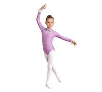 Hedmy Maillot de Ballet Niña Manga Larga Puño de Encaje Cuello Muñeca Puño Lavanda 15-16 años