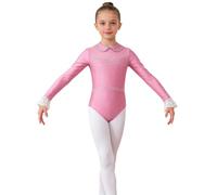 Hedmy Maillot de Ballet Niña Manga Larga Puño de Encaje Cuello Muñeca Puño Rosa 15-16 años