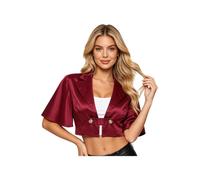 Hedmy Mujer Chaqueta Corta Hombros Bolero Verano Manga Gótica Chaleco Traje | Bolero Manga Corta,Corto Frente Abierto,Chaqueta Satén Brillante,Disco,Evento Steampunk,Fiesta,San Valentín,De Halloween