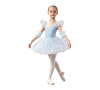 Hedmy Niña Falda De Tutú De Princesa Tutu Tule Ballet Body Clásico Traje Bailarina Baile Actuación Azul 5-6 años