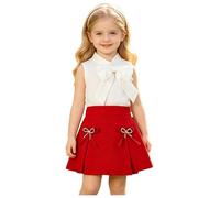 Hedmy Niña Tops Sin Mangas Y Faldas En Forma a Conjuntos De Verano Bonitos Trajes Dos Piezas Que Combinen Moda Rojo 2-3 años