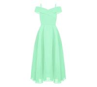 Hedmy Vestido Largo de Elegante para Niña Vestido Gasa de Fiesta Sólido con un Hombro Vestido de Graduación Cóctel Desfile Formal 7-16 Años Menta Verde 11-12 años