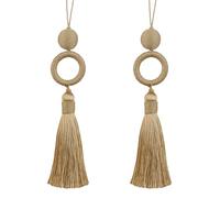 HedongHexi Paquete de 2 borlas de 12 pulgadas con lazo de cordón de 4 pulgadas y anillo de madera (dorado)